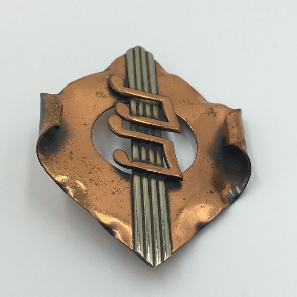 Bronze BROOCH Music Staff with Double Notes - Picture 3 of 7